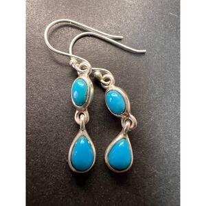 NEW Sleeping Beauty turquoise sterling silver earrings 2.94 grams